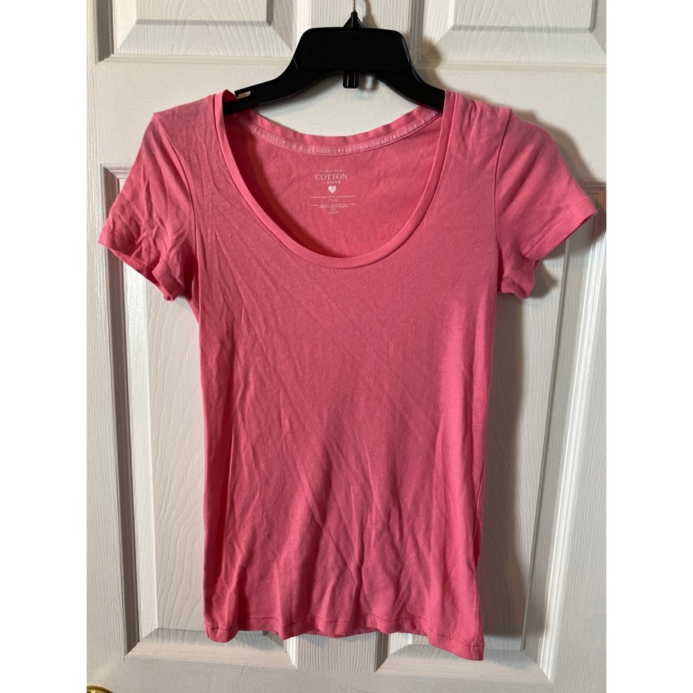 Victorias Secret Cotton Lingerie Pink Scoop Neck Short Sleeve Tee Shirt Small